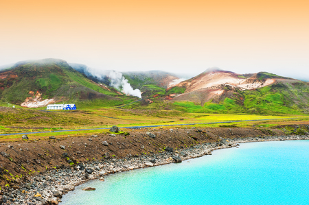 Seltun geothermal area in Krysuvik, Reykjanes peninsula, Icelandの写真素材