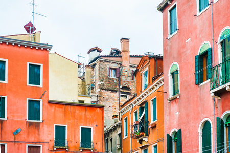 Colorful ancient buildings in Venice, Italy. の写真素材