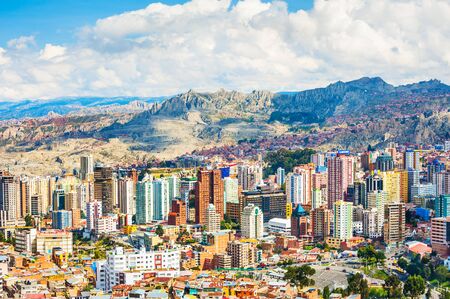 La Paz, Bolivia - March, 25, 2017. Panoramic view of La Paz city, Boliviaのeditorial素材