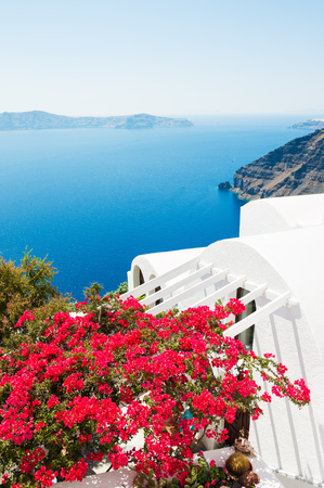 Santorini island, Greece. Beautiful summer landscape, sea view.の写真素材