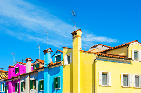 Colorful houses on Burano island, Venice, Italyの写真素材