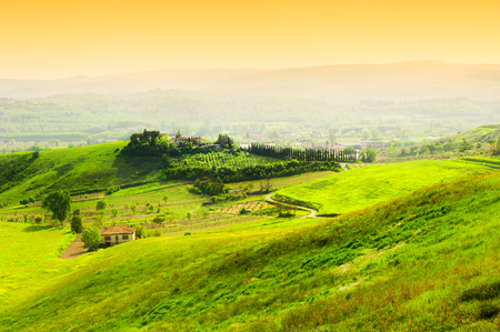 Beautiful Tuscany landscape at sunset, Italy. の写真素材