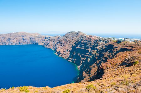 Panoramic view of Santorini island, Greece. Summer landscape, sea viewの写真素材