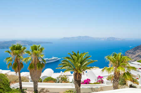 Santorini island, Greece. Beautiful summer landscape, sea view. Travel and vacationの写真素材