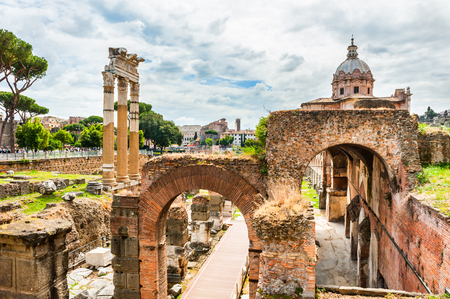 Ancient ruins of Roman Forum in Rome, Italyの写真素材