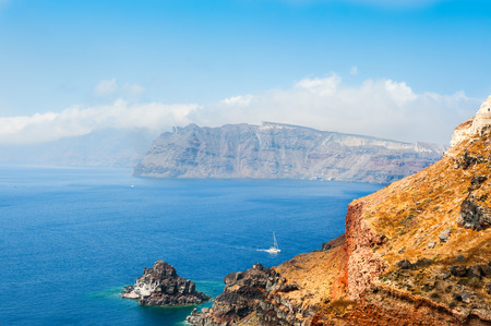 Coast of Santorini island, Greece. Summer landscape, sea viewの写真素材