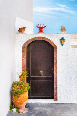 Traditional greek architecture on Santorini island, Greece.の写真素材
