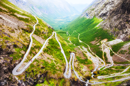 Troll road, famous touristic destination in Norway. Beautiful summer landscapeの写真素材