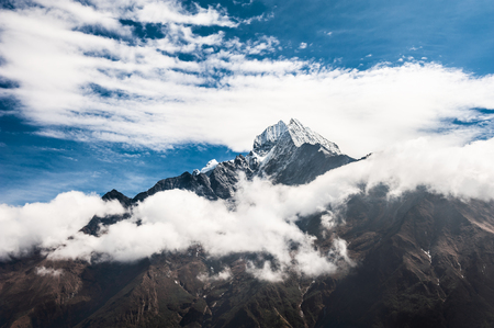 Mount Thamserku in Himalayas, Nepal. Everest Base Camp trek, Sagarmatha national parkの写真素材