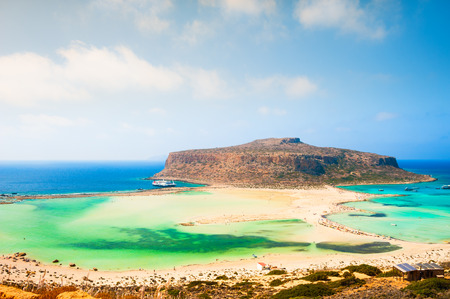 Balos beach with turquoise water and white sand in Crete island, Greece. Famous tourist locationの写真素材