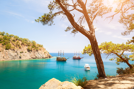 Beautiful sea coast "Paradise bay" near Kemer, Turkey. Summer landscapeの写真素材