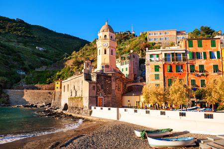 Beautiful architecture in Vernazza, Cinque Terre national park, Italy.の写真素材