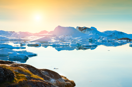 Big icebergs in Ilulissat icefjord, west coast of Greenlandの写真素材