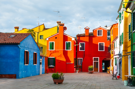 Colorful architecture in Burano island, Venice, Italy.の写真素材