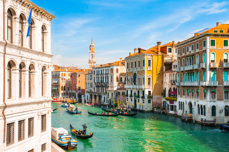 View of Grand Canal in Venice, Italy. Famous travel destinationの写真素材