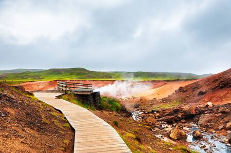 Seltun geothermal area in Krysuvik, Reykjanes peninsula, Iceland. Famous travel destinationの写真素材