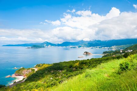 Beautiful sea coast near Budva, Montenegro. Summer landscape, sea view. Famous travel destinationの写真素材