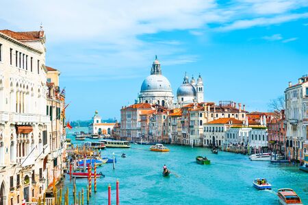 Grand Canal and Basilica Santa Maria della Salute in Venice, Italy. Famous tourist destination. Travel and vacation conceptの写真素材