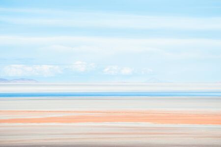 Salt surface and the blue sky in Salar de Uyuni salt flat. Altiplano, Bolivia. Abstract nature...