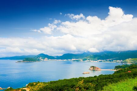 Beautiful view of sea coast near Budva, Montenegro. Summer landscape, sea view.の写真素材