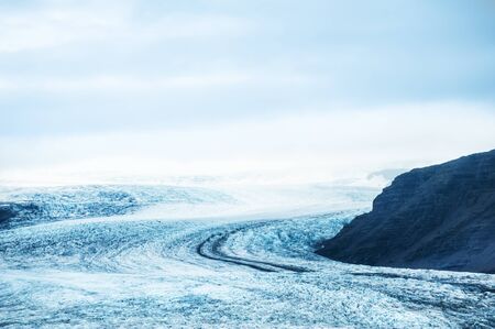 Vatnajokull glacier in foggy day, southern Iceland. Summer landscapeの写真素材