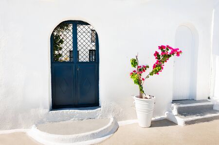 Traditional greek white architecture on Santorini island, Greece.の写真素材