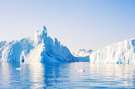 Big icebergs in the Ilulissat icefjord, west coast of Greenlandの写真素材