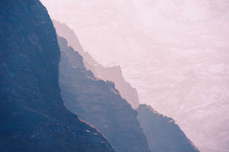 Himalaya mountains at sunrise. Himalayas, Khumbu valley, Everest region, Nepal. Mountain backgroundの写真素材