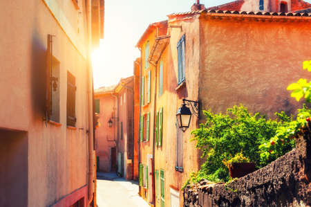 Old architecture on the cozy street in Valensole, Provence, France. Famous tavel destination