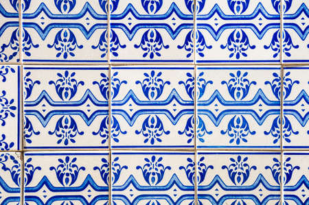 Traditional portuguese ceramic decorative tile Azulejos. Lisbon, Portugal. Abstract background.の写真素材