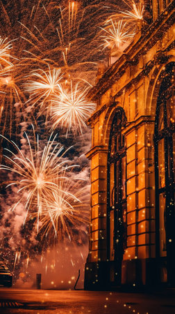 fireworks in the cityの素材