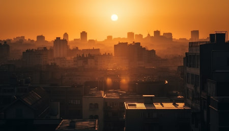 sunset over the cityの素材