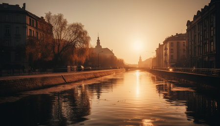 sunset over the riverの素材
