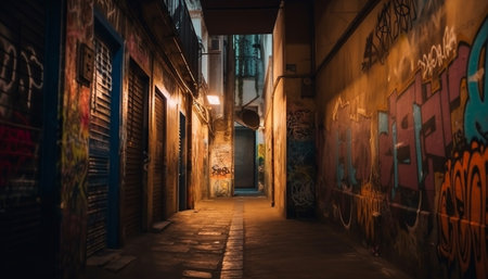narrow street at nightの素材