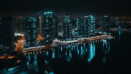 city skyline at nightの素材
