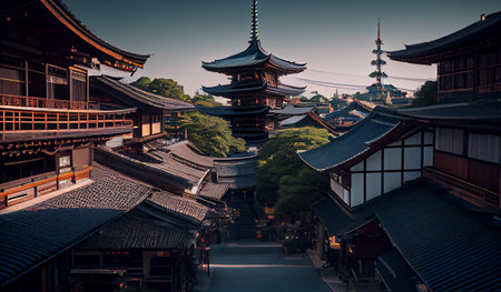 view of chinese templeの素材