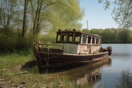 boat on the riverの素材