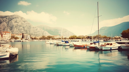 boats in the bayの素材