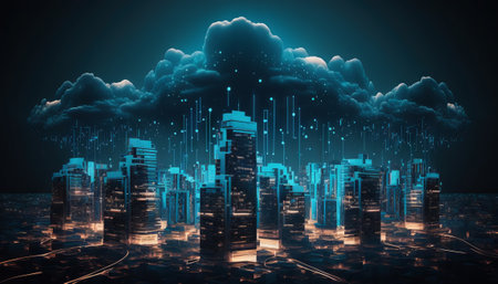 city skyline at nightの素材