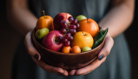 woman holding fruitsの素材