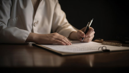 person writing on a notebookの素材