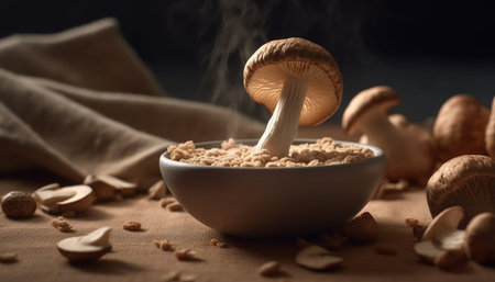 mushrooms in a cupの素材