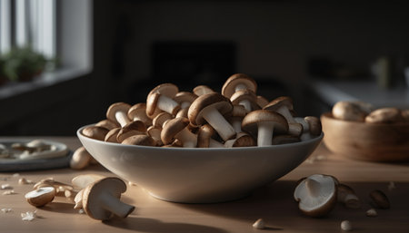 mushrooms in a bowlの素材
