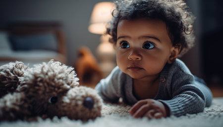 baby with teddy bearの素材