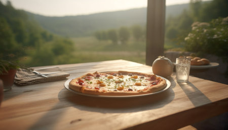 pizza on the tableの素材