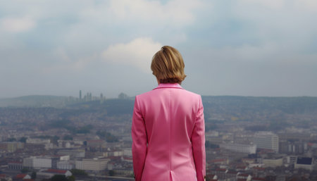 woman looking at the cityの素材