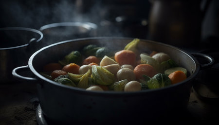 vegetables in a panの素材