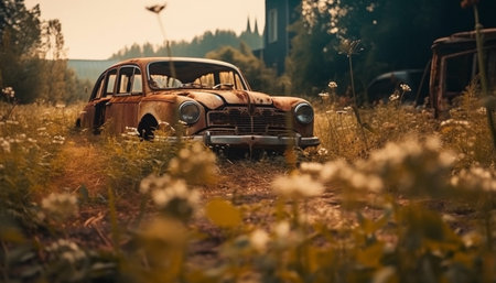 old abandoned carの素材