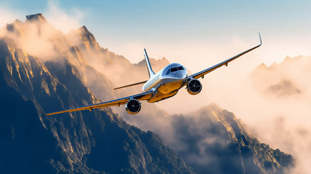 airplane in the sunsetの素材