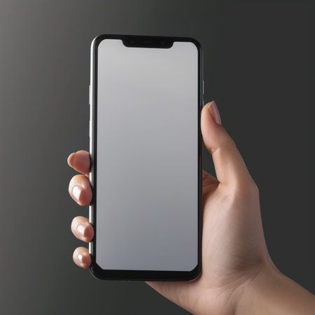 hand holding smartphoneの素材